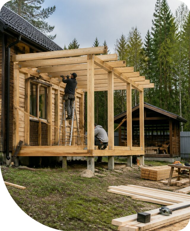 Строительство пристроек и построек на участке в Колпине