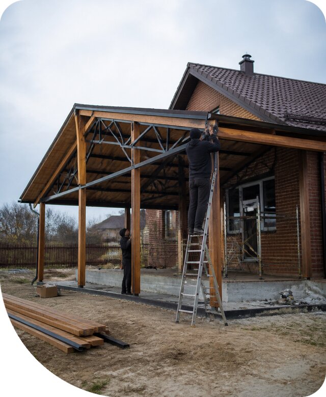 Пристройка навеса к дому и участку в Колпине под ключ